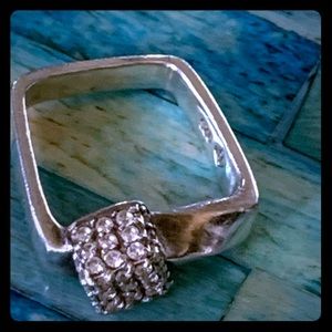 925 Silver Square Ring w Smaller Square Of…